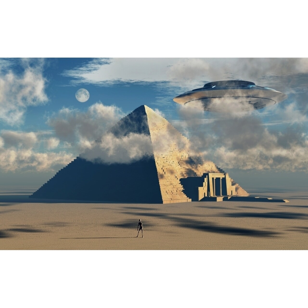Artists Concept Illustrating How Aliens Helped To Build Ancient Egyptian Monuments Poster Print